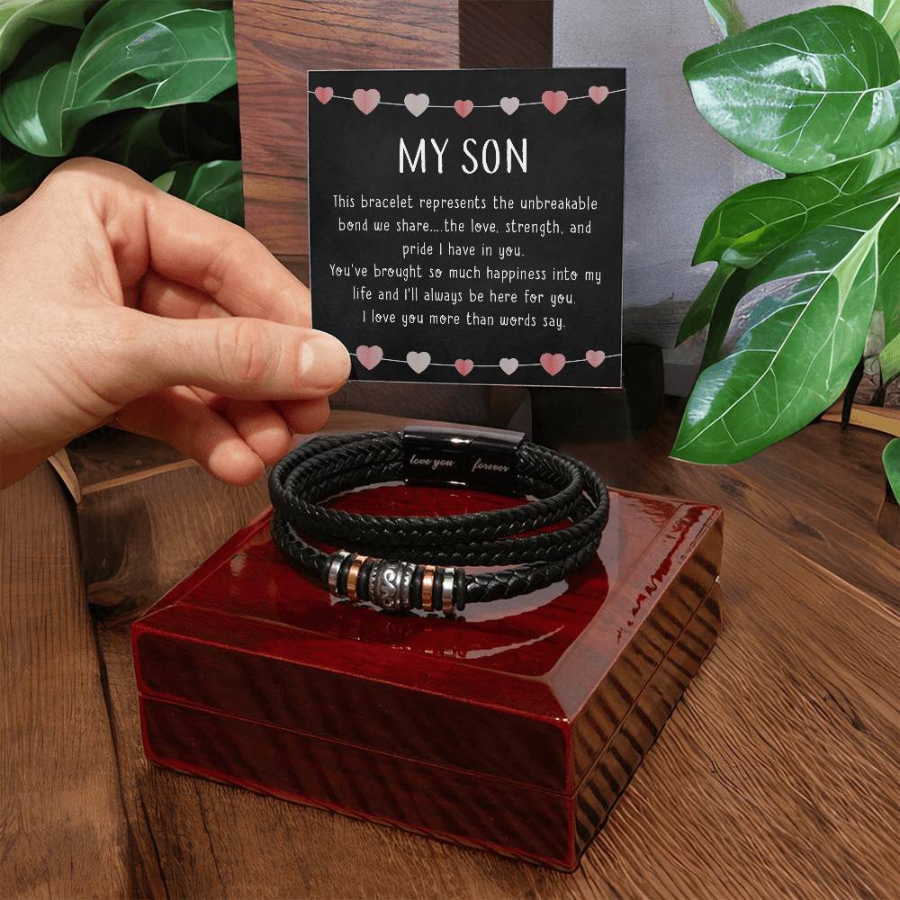 To My Son bracelet – Love you Forever Bracelet from Mom or Dad | Inspirational Gift for Son | Perfect for Birthdays, Christmas, or Special Occasions | Heartfelt Message from Mother