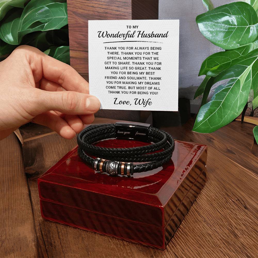 To My Husband Love You Forever Leather Bracelet, Romantic husband birthday bracelet birthday card for husband anniversary gift husband and wife