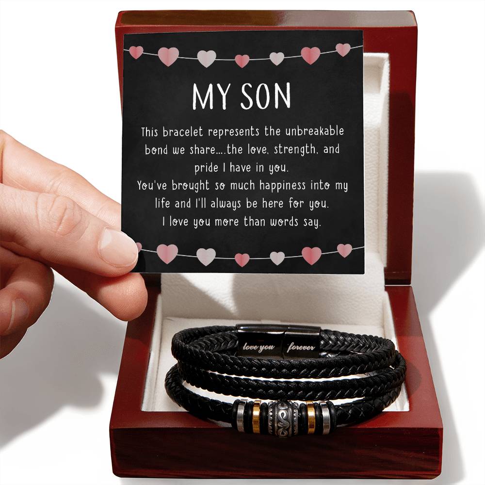 To My Son bracelet – Love you Forever Bracelet from Mom or Dad | Inspirational Gift for Son | Perfect for Birthdays, Christmas, or Special Occasions | Heartfelt Message from Mother