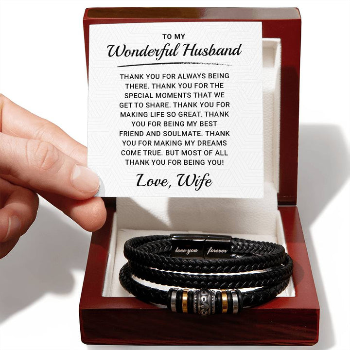 To My Husband Love You Forever Leather Bracelet, Romantic husband birthday bracelet birthday card for husband anniversary gift husband and wife