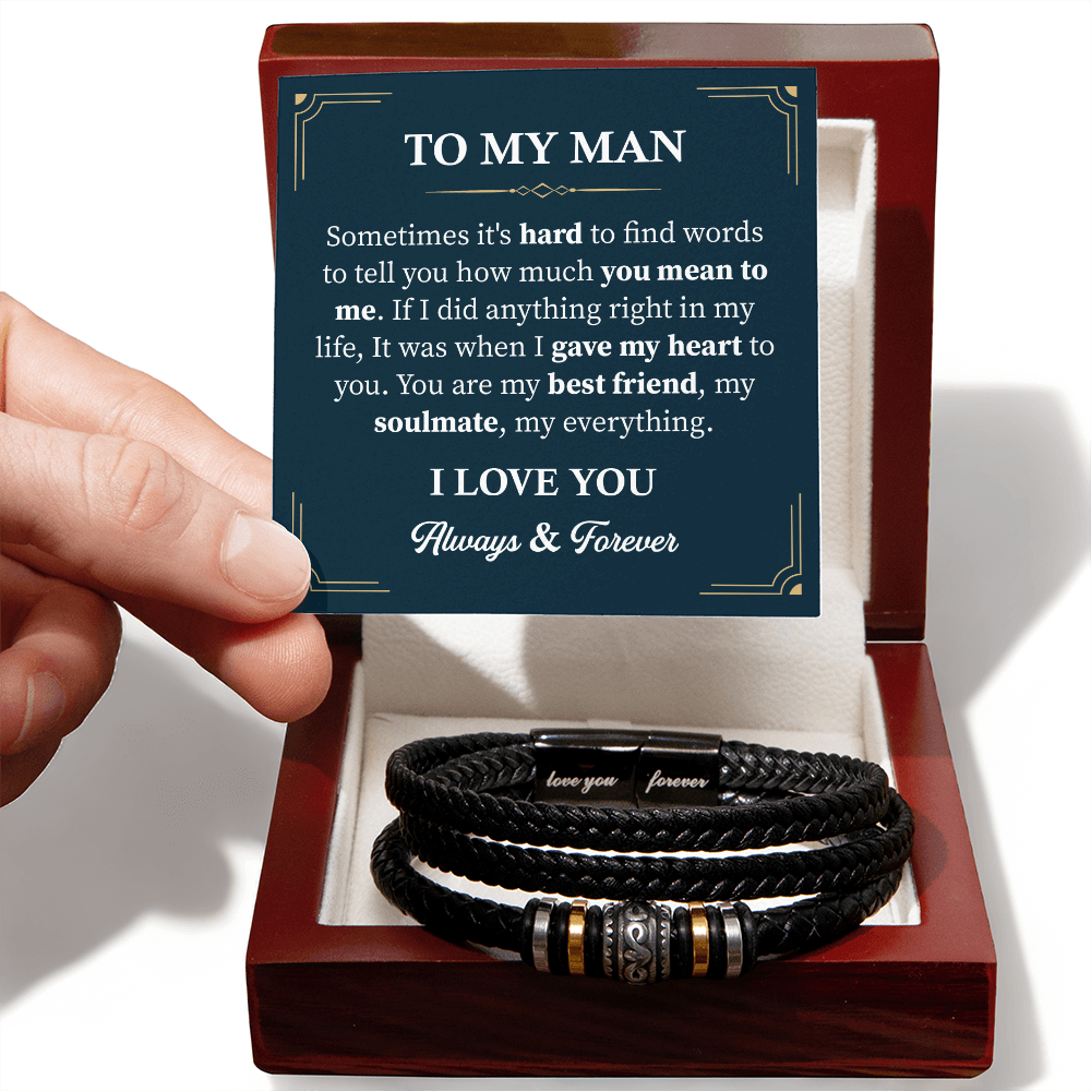 To My Man Leather Bracelet Gift, Husband Gift From Wife