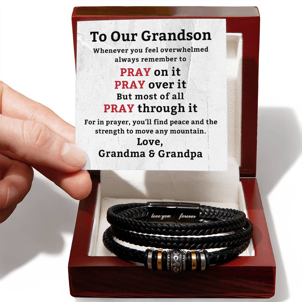 To Our Grandson Gift Love You Forever Bracelet, Grandson Gift from Grandma Grandpa, Grandparents to Grandson Gift, Grandson Christmas Gift Ideas