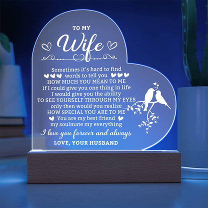 Romantic Gifts for Wife from Husband, Anniversary Birthday Gifts Ideas for Wife, To My Wife Present Crystal Keepsake with Colorful LED Base, Wife Gifts for Christmas Valentine's Day