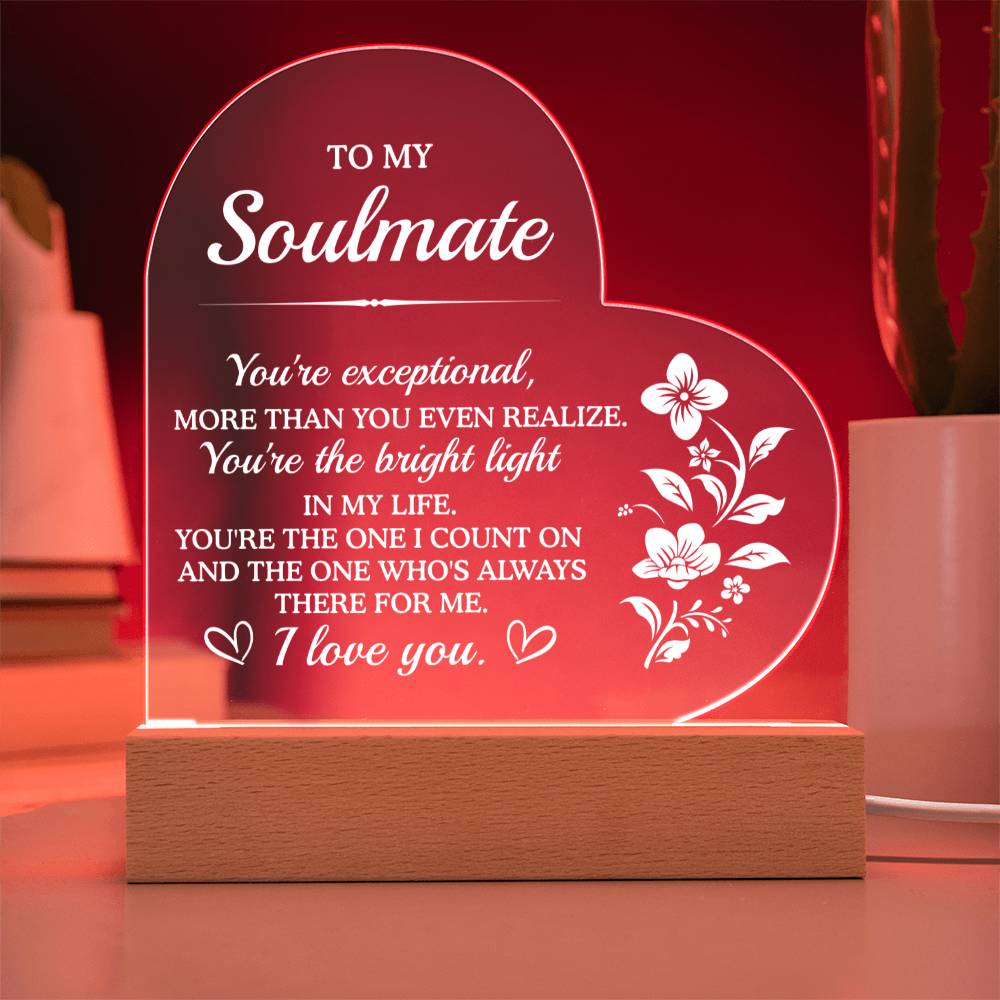 Acrylic Heart Plaque to my soulmate Valentines Gift, Anniversary Gift