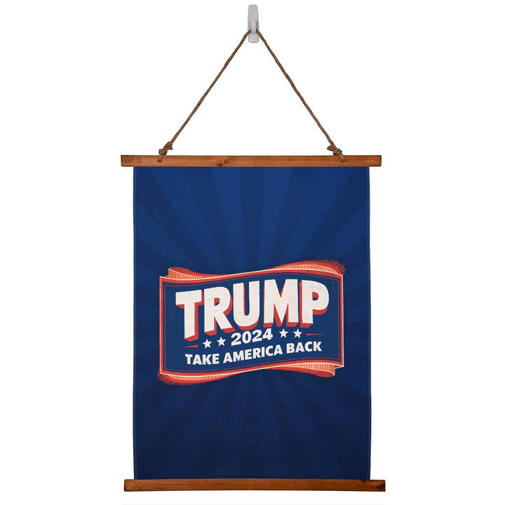 Donald Trump 2024 Flag - Take America Back Flag - Wood Framed Wall Tapestry