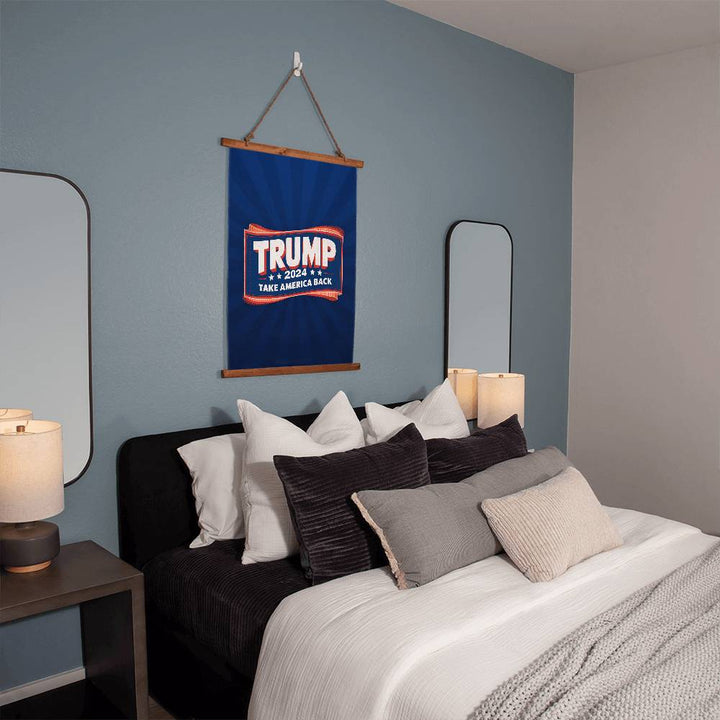 Donald Trump 2024 Flag - Take America Back Flag - Wood Framed Wall Tapestry