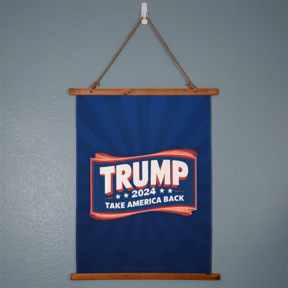 Donald Trump 2024 Flag - Take America Back Flag - Wood Framed Wall Tapestry