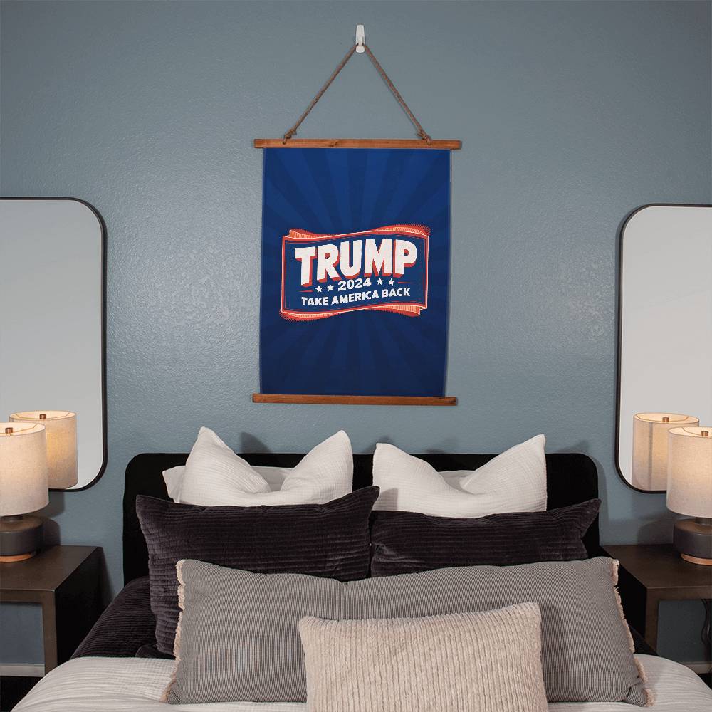 Donald Trump 2024 Flag - Take America Back Flag - Wood Framed Wall Tapestry