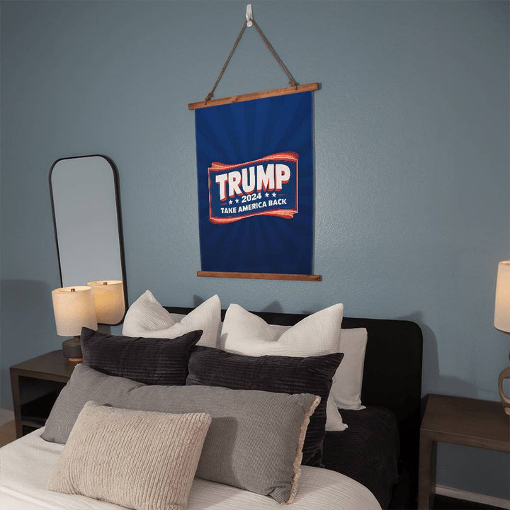 Donald Trump 2024 Flag - Take America Back Flag - Wood Framed Wall Tapestry