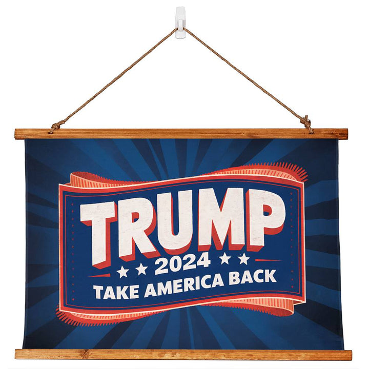 Donald Trump 2024 Flag - Take America Back Flag - Wood Framed Wall Tapestry