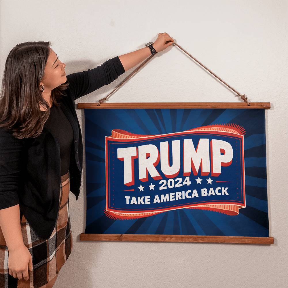 Donald Trump 2024 Flag - Take America Back Flag - Wood Framed Wall Tapestry