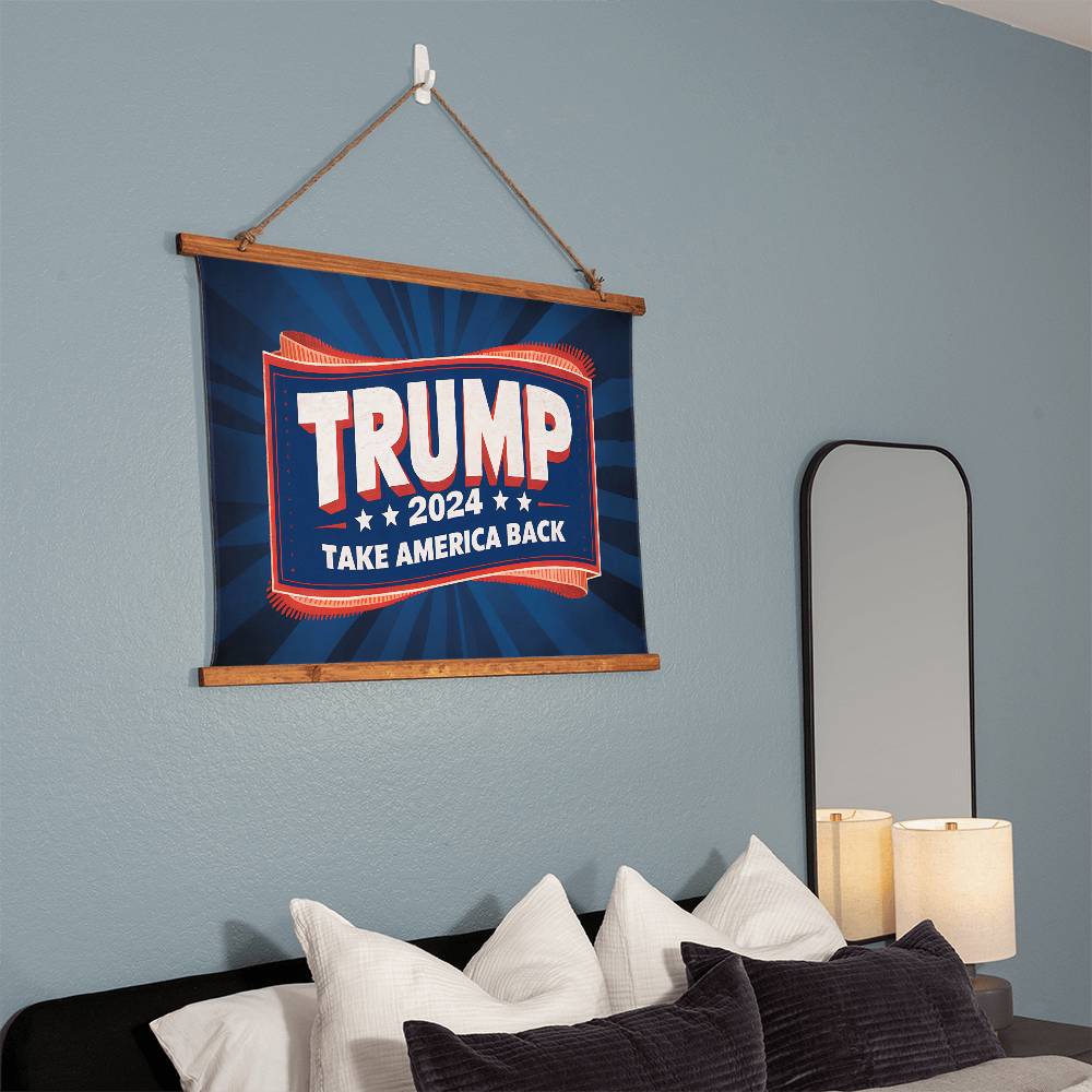 Donald Trump 2024 Flag - Take America Back Flag - Wood Framed Wall Tapestry