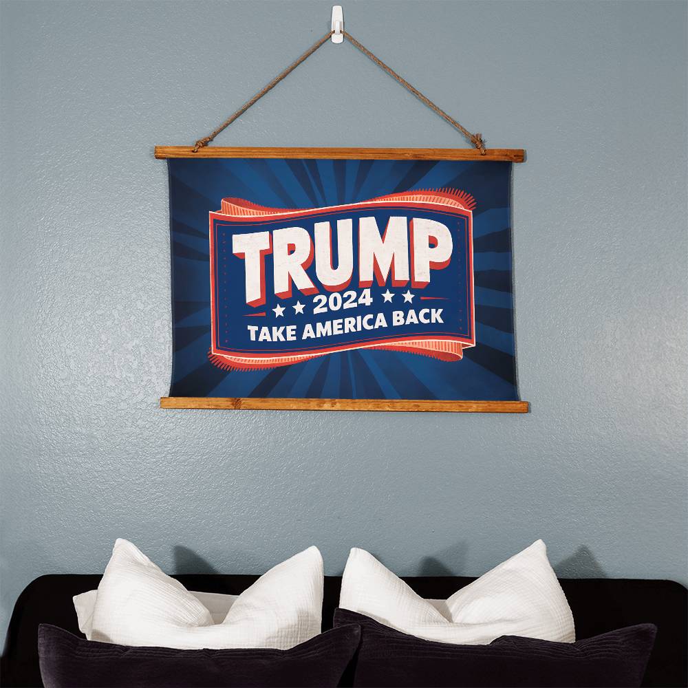 Donald Trump 2024 Flag - Take America Back Flag - Wood Framed Wall Tapestry