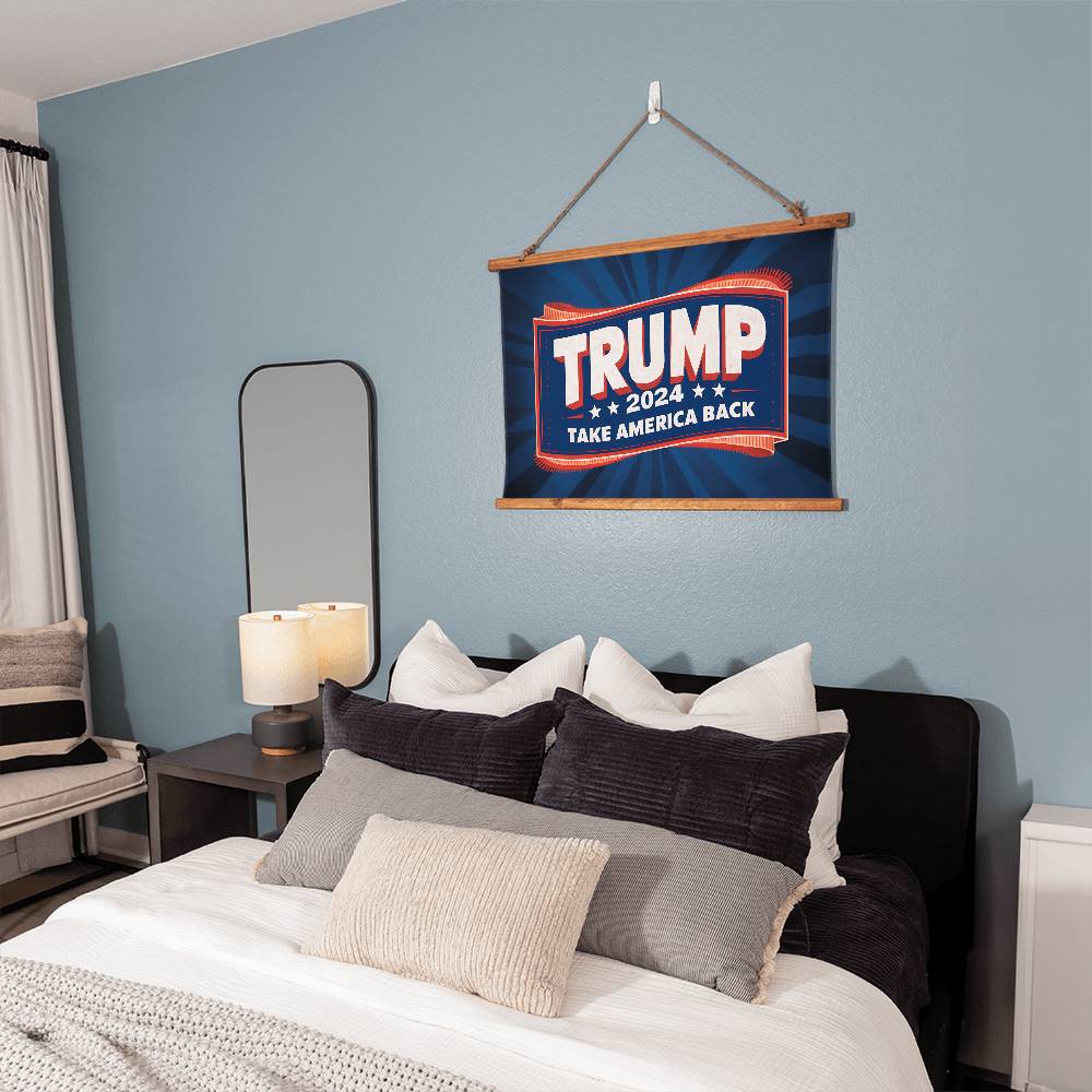 Donald Trump 2024 Flag - Take America Back Flag - Wood Framed Wall Tapestry