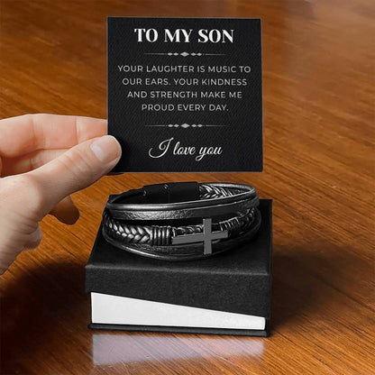 To My Son Cross Bracelet Gifts for Men | Inspirational Gift from Mom or Dad | Perfect for Birthdays, Graduation, or Christmas