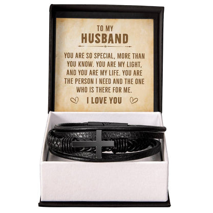 Men's Cross Titanium Bracelet | To my Husband |Gift for Husband with Luxury Box