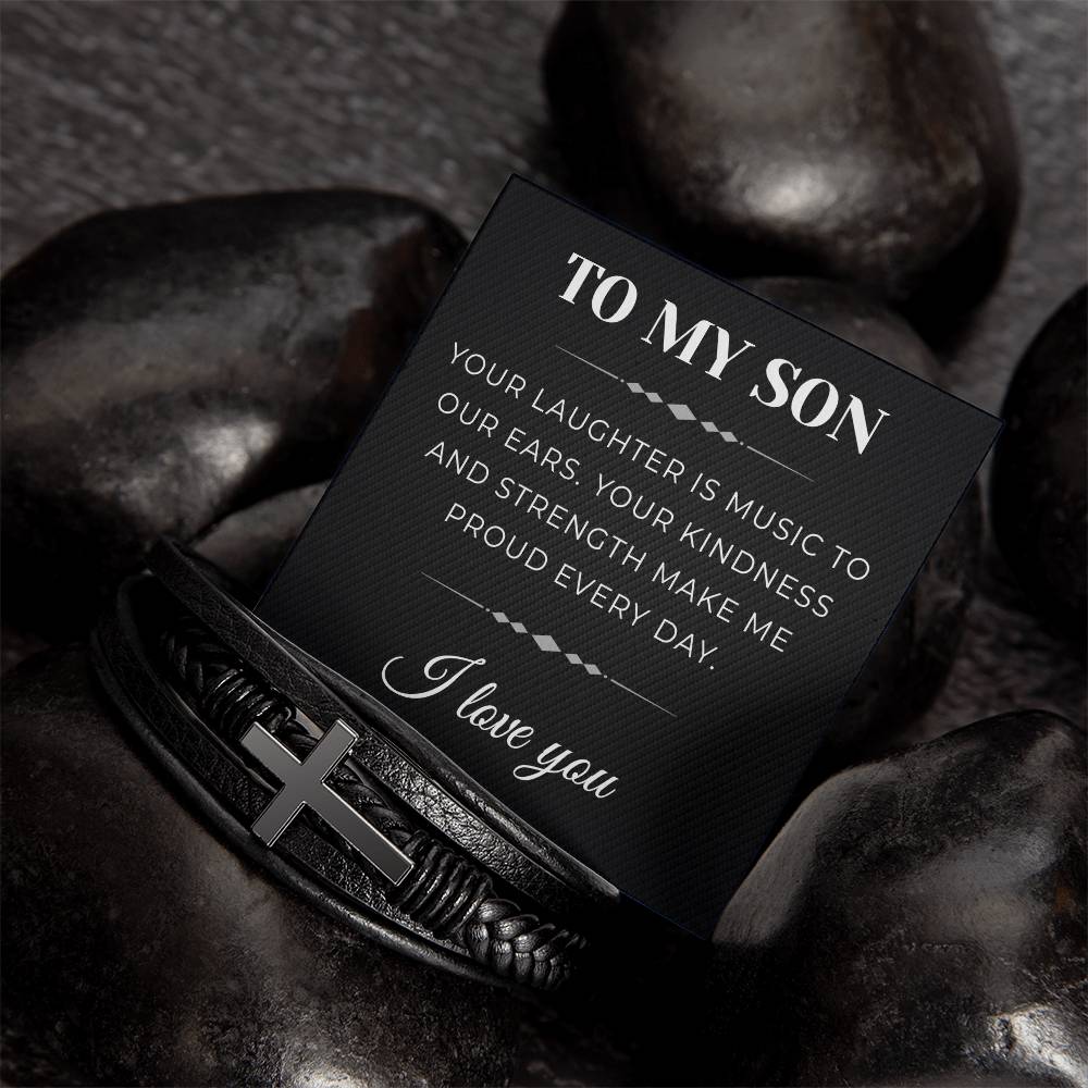 To My Son Cross Bracelet Gifts for Men | Inspirational Gift from Mom or Dad | Perfect for Birthdays, Graduation, or Christmas