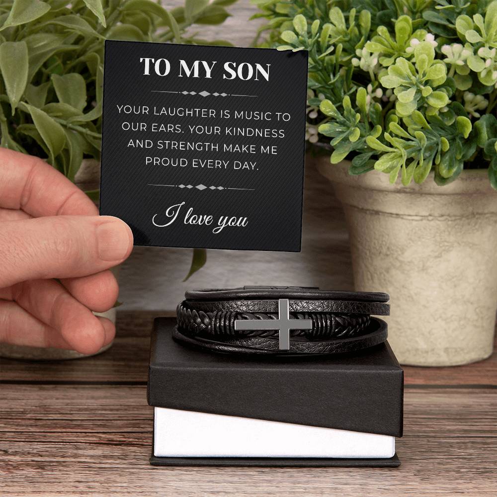 To My Son Cross Bracelet Gifts for Men | Inspirational Gift from Mom or Dad | Perfect for Birthdays, Graduation, or Christmas