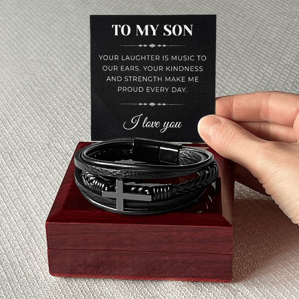 To My Son Cross Bracelet Gifts for Men | Inspirational Gift from Mom or Dad | Perfect for Birthdays, Graduation, or Christmas