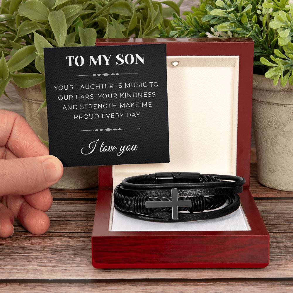 To My Son Cross Bracelet Gifts for Men | Inspirational Gift from Mom or Dad | Perfect for Birthdays, Graduation, or Christmas