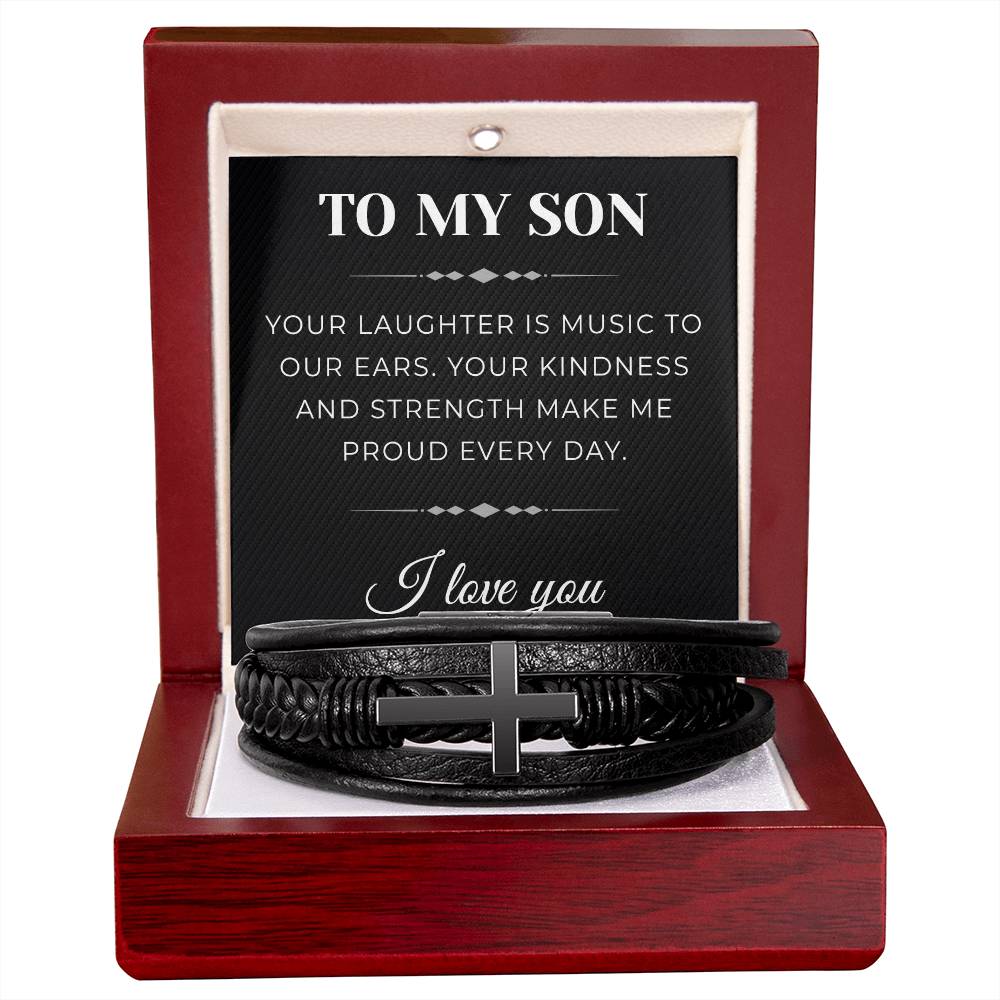 To My Son Cross Bracelet Gifts for Men | Inspirational Gift from Mom or Dad | Perfect for Birthdays, Graduation, or Christmas