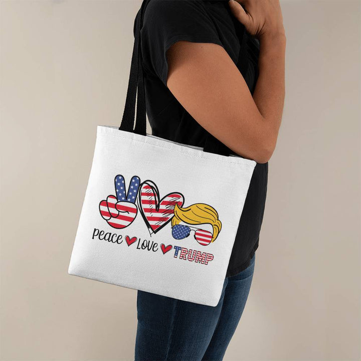 Classic Tote Bag - Peace Love Trump Funny Cosmetic Bag - Perfect Trump Classic Tote Bag 2024 Back Gift