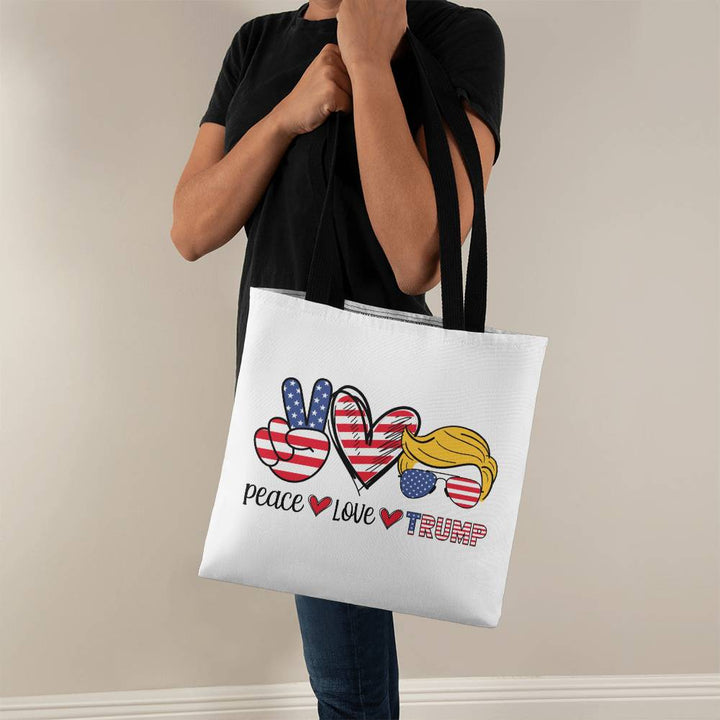 Classic Tote Bag - Peace Love Trump Funny Cosmetic Bag - Perfect Trump Classic Tote Bag 2024 Back Gift