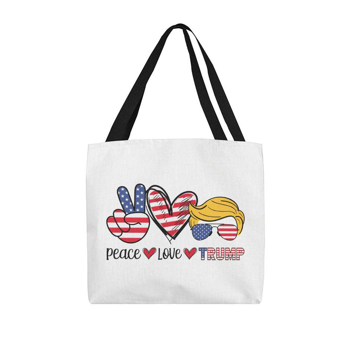 Classic Tote Bag - Peace Love Trump Funny Cosmetic Bag - Perfect Trump Classic Tote Bag 2024 Back Gift