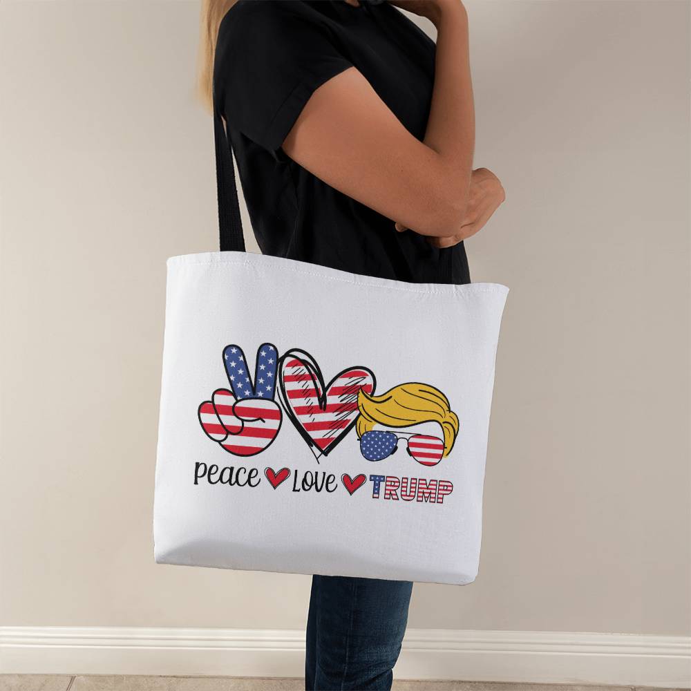 Classic Tote Bag - Peace Love Trump Funny Cosmetic Bag - Perfect Trump Classic Tote Bag 2024 Back Gift