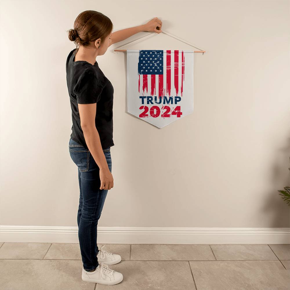 Trump Garden Flag 2024 - Wooden dowel with twine hanging system, American President Election Yard Interior Decoration - 21 x 18 Inch