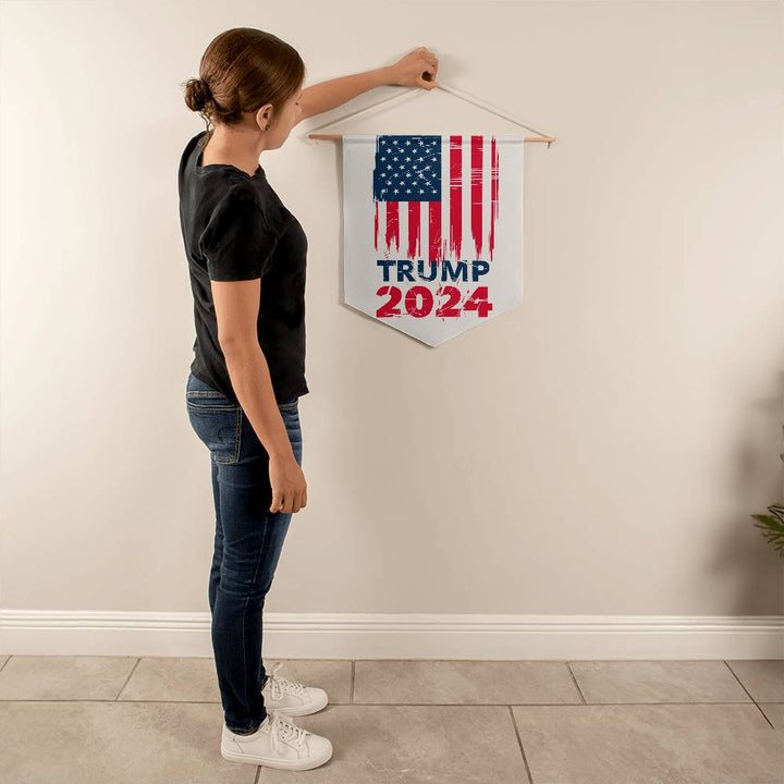 Trump Garden Flag 2024 - Wooden dowel with twine hanging system, American President Election Yard Interior Decoration - 21 x 18 Inch