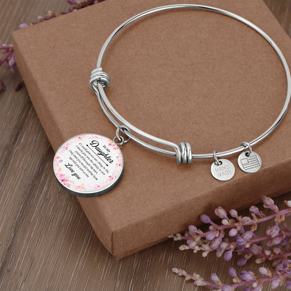 Personalized To My Daughter Luxury Bangle Bracelet With Heartfelt Message Daughter Gift Bangle - Daughter's Birthday - Christmas Gift