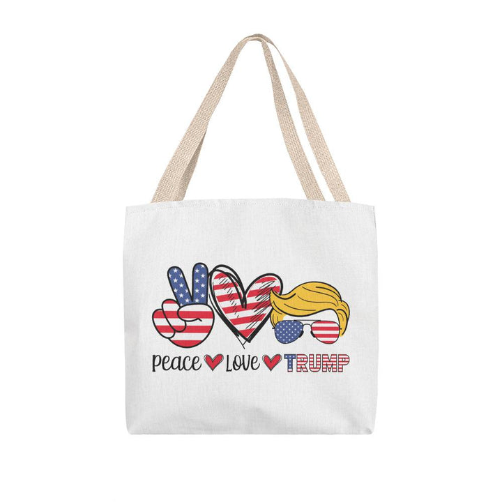 Classic Tote Bag - Peace Love Trump Funny Cosmetic Bag - Perfect Trump Classic Tote Bag 2024 Back Gift