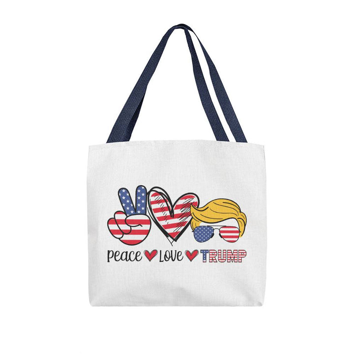 Classic Tote Bag - Peace Love Trump Funny Cosmetic Bag - Perfect Trump Classic Tote Bag 2024 Back Gift