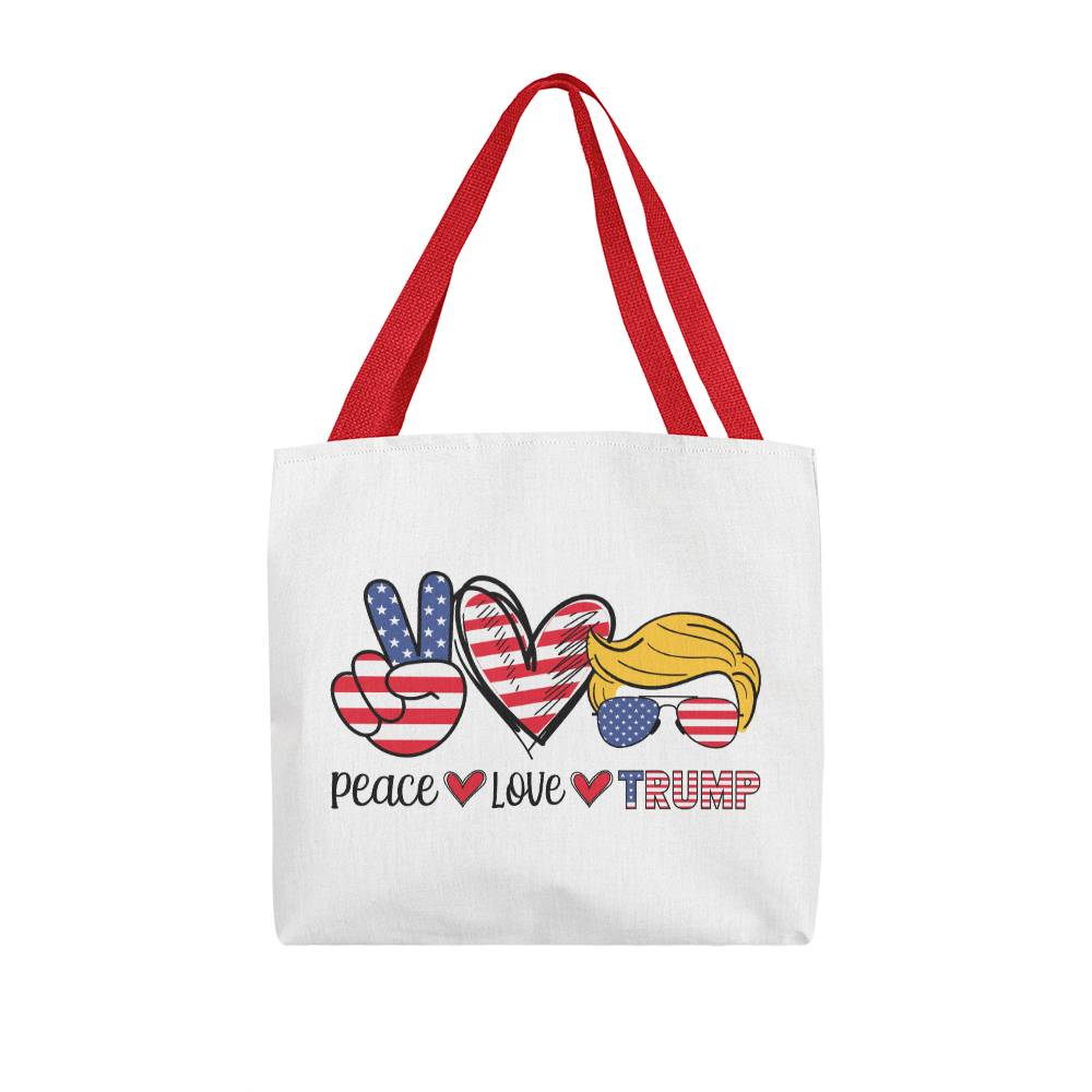 Classic Tote Bag - Peace Love Trump Funny Cosmetic Bag - Perfect Trump Classic Tote Bag 2024 Back Gift