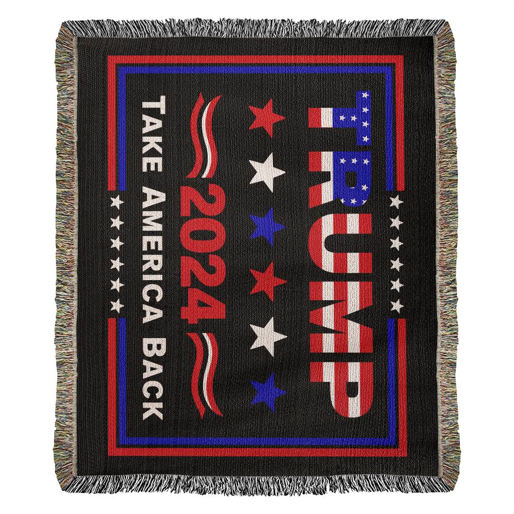 Trump 2024 Take America Back Flag Heirloom Artwork Woven Blanket - An ideal gift for your beloved partner, family members, or dear friends