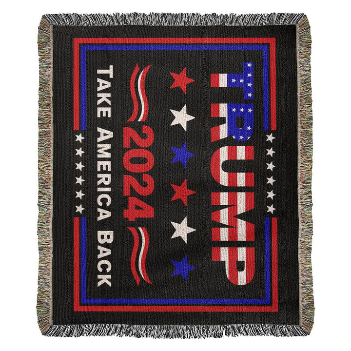 Trump 2024 Take America Back Flag Heirloom Artwork Woven Blanket - An ideal gift for your beloved partner, family members, or dear friends