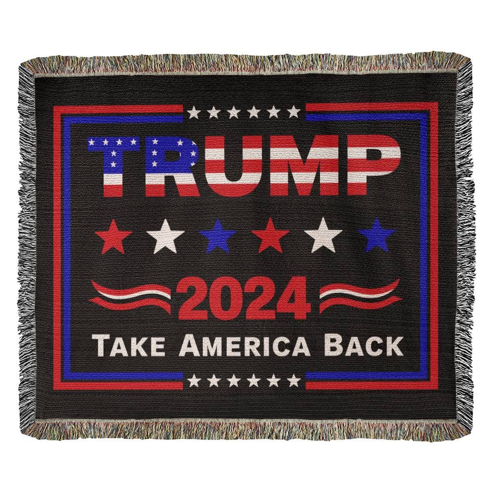 Trump 2024 Take America Back Flag Heirloom Artwork Woven Blanket - An ideal gift for your beloved partner, family members, or dear friends