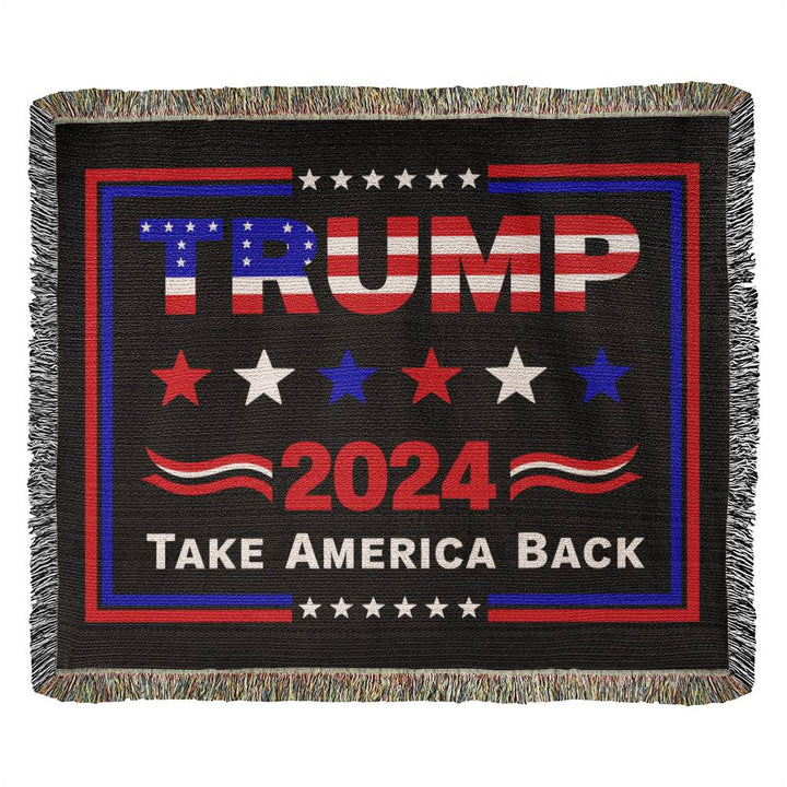 Trump 2024 Take America Back Flag Heirloom Artwork Woven Blanket - An ideal gift for your beloved partner, family members, or dear friends