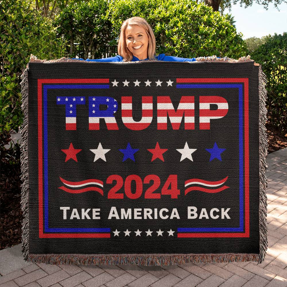 Trump 2024 Take America Back Flag Heirloom Artwork Woven Blanket - An ideal gift for your beloved partner, family members, or dear friends