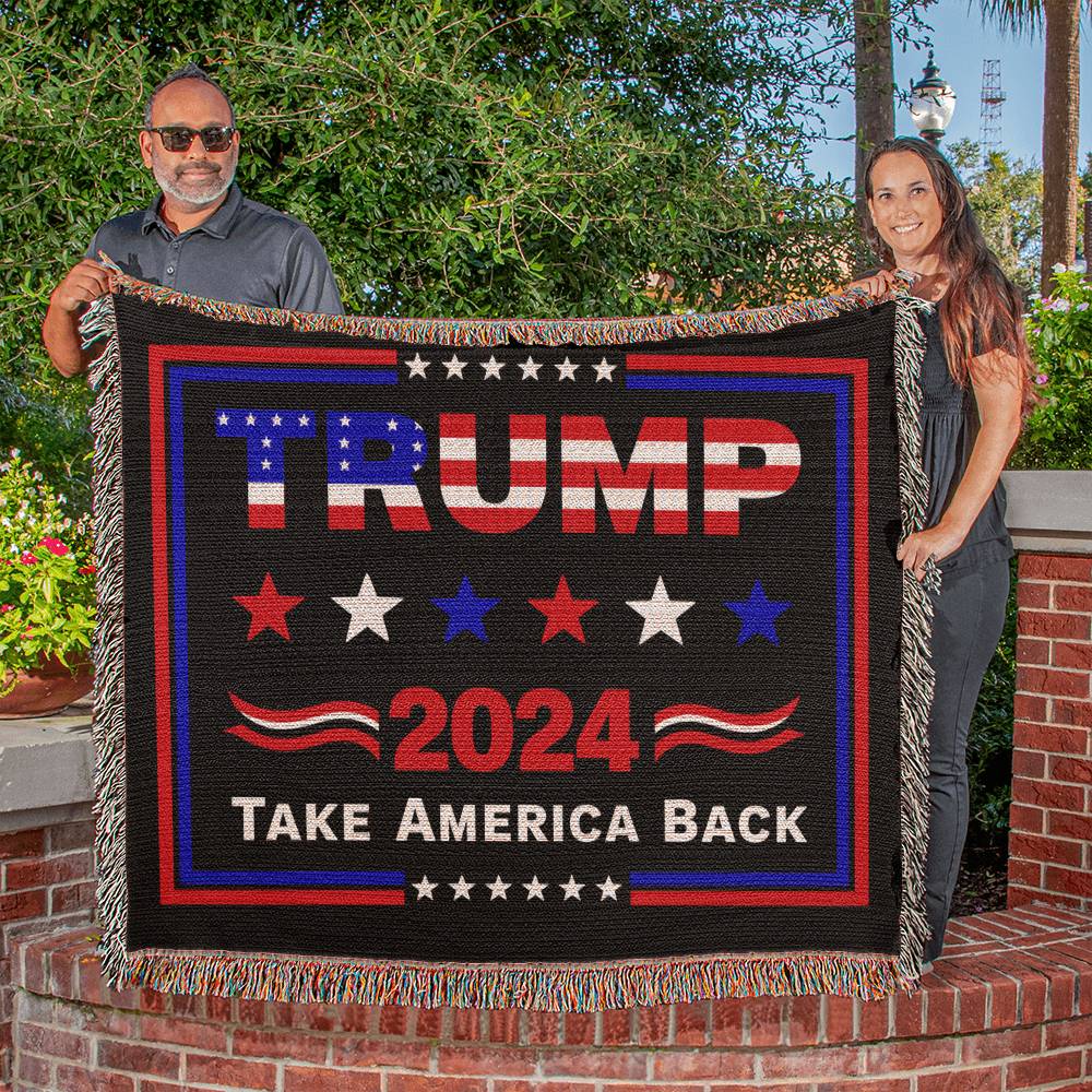 Trump 2024 Take America Back Flag Heirloom Artwork Woven Blanket - An ideal gift for your beloved partner, family members, or dear friends