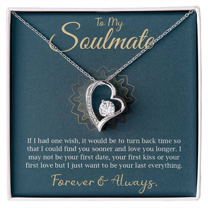 To My Soulmate Necklace - Romantic Gift for Wife, Girlfriend, or Partner - Anniversary, Birthday, Valentine's Day Present - Forever Love Necklace With Heartfelt Message and Gift Box