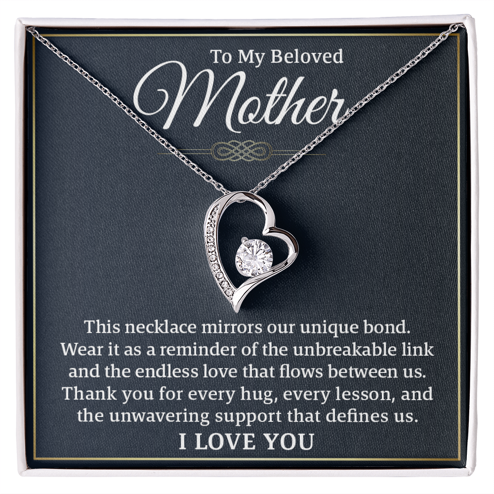 To My Beloved Mother – Forever Love Necklace: A Beautiful Valentine's Day Gift Symbolizing Our Unbreakable Bond and Endless Love