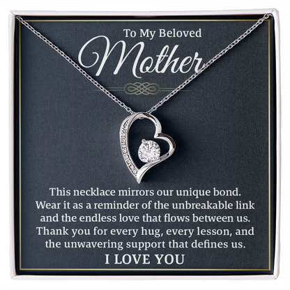 To My Beloved Mother – Forever Love Necklace: A Beautiful Valentine's Day Gift Symbolizing Our Unbreakable Bond and Endless Love