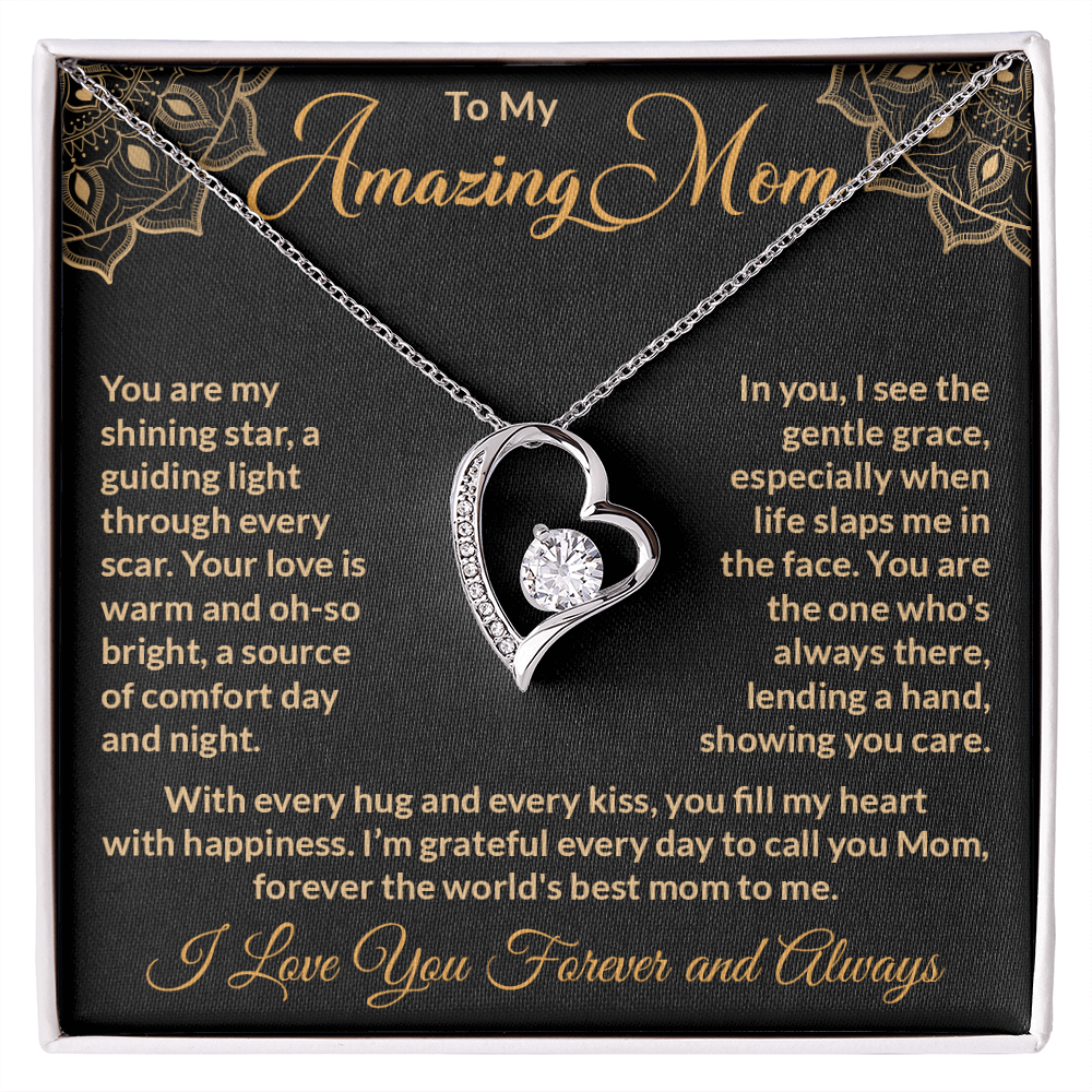 To My Amazing Mom – Forever Love Necklace: A Heartfelt Valentine's Day Gift to Celebrate Your Guiding Light and Unconditional Love