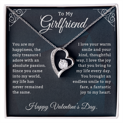 To My Girlfriend, You Are My Happiness – Forever Love Necklace, A Heartfelt Valentine's Day Gift to Celebrate Your Beautiful Heart & Our Endless Love