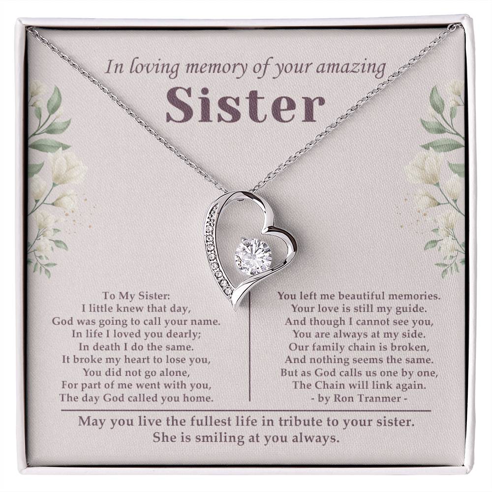 Sisters Gifts From Sister Forever Love Necklaces - Happy Birthday Present For Women Jewelry Best Sister with Message Card and Gift Box