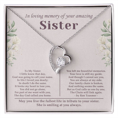 Sisters Gifts From Sister Forever Love Necklaces - Happy Birthday Present For Women Jewelry Best Sister with Message Card and Gift Box