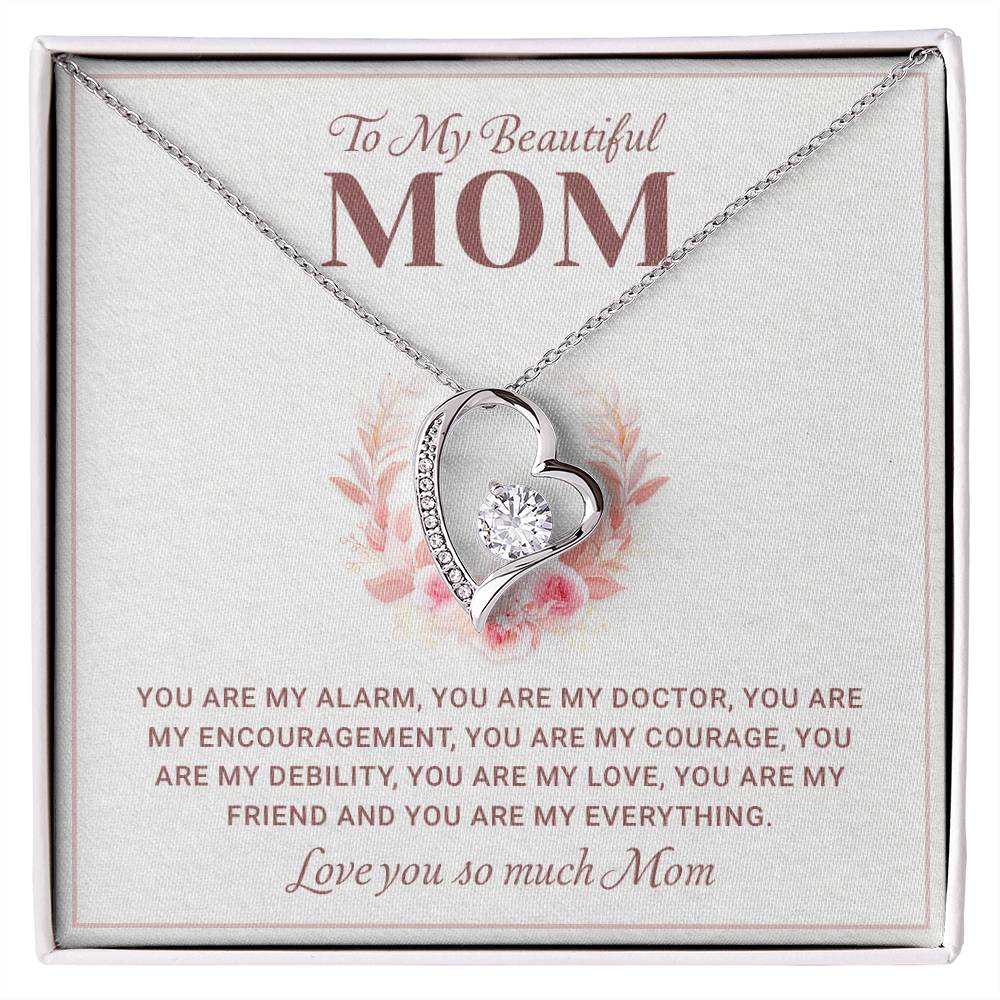 Necklace For Mom - To my Mom Forever Love Necklace - Mother's Day gifts for mom, Birthday Gift from Daughter, Son With Heartfelt Message and Gift Card