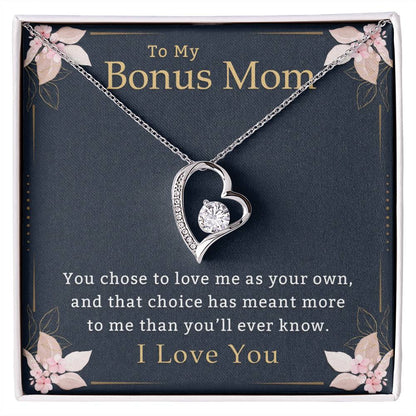 To My Bonus Mom Necklace, Heartfelt Gift of Love, Meaningful Jewelry for Mother's Day & Special Occasions